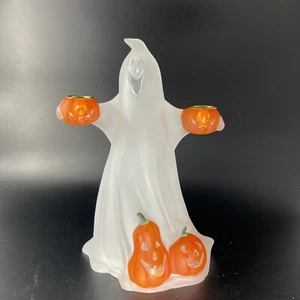 Ghost Taper Candle Holder Pumpkins Jack-O-Lanterns Frosted Acrylic Halloween - Picture 1 of 6