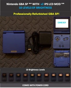 Sistema Nintendo Game Boy Advance GBA SP IPS MOD 10 Niveles Brillo Azul Cobalto - Imagen 1 de 4