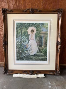 Alan Maley signiert abgelegener Garten gerahmt viktorianischer Stil Lithographie Kunstdruck - Bild 1 von 12