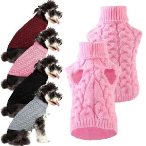 Pet Dog Warm Jumper Knit Sweater Clothes Puppy Cat Knitwear Costume Coat Apparel - Picture 1 of 16