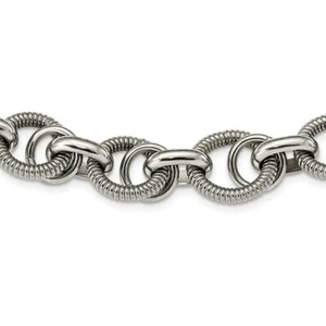 *BRAND NEW* Chisel Stainless Steel Polished Fancy Link 22in Necklace SRN348-22 - Picture 1 of 5
