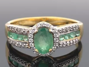 SCHMUCKJAGD RING GR.20 (CA.63) AUS 925/- SILBER VERGOLDET MIT SMARAGD & ZIRKON - Bild 1 von 4