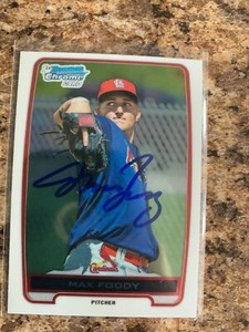 Max Foody Signed 2012 Bowman Draft Chrome Rc Auto St. Louis Cardinals BDPP87 