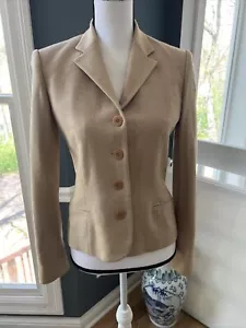 Vintage Ralph Lauren Women's Black Label 100% Wool Button Blazer Camel Sz 4 USA - Picture 1 of 14