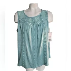 Women's New Traditions Sleeveless Lace Top teal green size M blouse - Picture 1 of 11