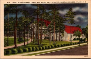 Postal HOWARD CHAPEL y KINSEY HALL vista nocturna ATLANTIC CHRISTIAN COLLEGE - Imagen 1 de 2
