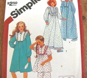 Girls Pajamas Sewing Pattern Yoke Nightgown Robe Simplicity 6132 Size 8-10 Uncut - Picture 1 of 5