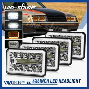 4x For Ford Mustang 1979-1986 DOT 4x6" Square LED Headlights Hi/Lo Beam With DRL - Picture 1 of 9