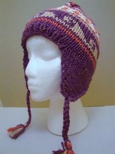 Stile Peruviano: cappello di lana morbida misto rosa viola - Foto 1 di 1