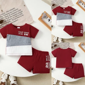 Toddler Baby Boys Summer Shirt Tops Shorts Tracksuit Outfit Set Kids Colourblock - Picture 1 of 13