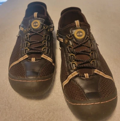 Sapatos aquáticos femininos J-41 Jeep tamanho 7M marrom e rosa malha Tahoe trilha corrediça caminhada - Imagem 1 de 4