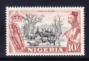 NIGERIA QEII 1953 SG79 10/- schwarz & rotbraun - montiert postfrisch. Katalog 24£ - Bild 1 von 2