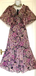 JOANNA HOPE PAISLEY FLORAL PRINT SPARKLE GOLD OCCASION PARTY DRESS SIZE 22 new - Picture 1 of 6