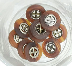 10 bottoni jeans imitazione tartaruga centro metallo colore argento 15 mm düğmeler кнопки - Foto 1 di 4