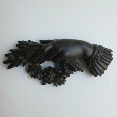 Antike Trauerbrosche - Gutta-Percha/Ebonit -77 mm- 19. Jh.- Mourning Brooch - Bild 1 von 4