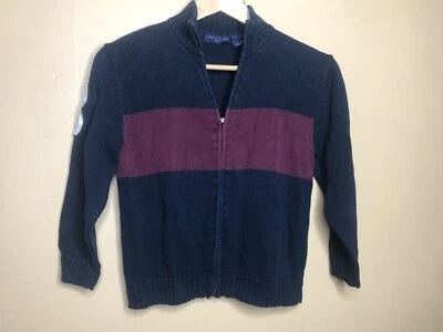 Cárdigan suéter tejido azul rojo manga larga Lord & Taylor talla pequeña para niños Foto 1 de 4