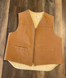 VINTAGE CARHARTT USA MADE SHERPA LINED SHOTGUN HUNTING VEST MENS SZ XL - Picture 1 of 4