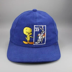 Vintage Looney Tunes Hat Cap Tweety Bird Bugs Bunny Snapback Stamp Made In USA - Picture 1 of 11