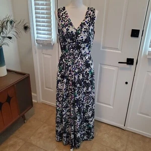 Banana Republic Maxi Dress Womens 8 Floral Shirred Waist V-neck Sleeveless Party - Picture 1 of 14