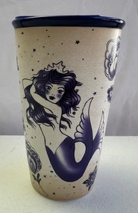 Starbucks 2016 blau Meerjungfrau Sirene Matrose Tattoo Keramik Reise & Deckel 12oz Tumbler - Bild 1 von 11