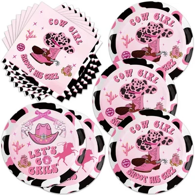 Western Vaquera Fiesta Suministros Vaquero Cumpleaños Papel Platos Servilletas Decoración Foto 1 de 4