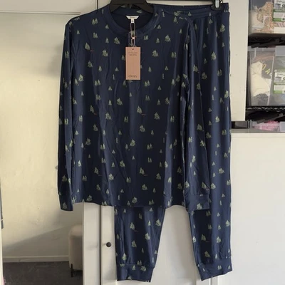 Conjunto de pijama largo estampado Eberjey Henry en pino bosque para hombre XXS Foto 1 de 4