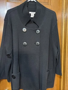 COVINGTON Jacket Beautiful Double Breasted 30% WOOL Pockets Cropped Sz 20/22 W - Picture 1 of 7