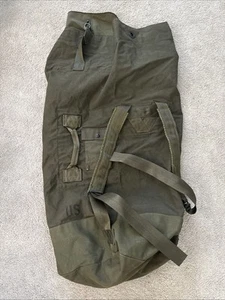 Vintage US Military Duffle Bag Duck Canvas Drab Army Olive Green Large 35" Tall - Picture 1 of 4