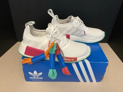 New! Womens Adidas Original NMD R1 GZ4964 White Running Shoes. Size 8. Awesome! - Image 1 of 4