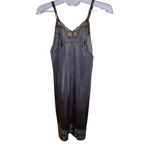 Adonna JCP Black Nylon Lace Slip Vintage 34 M Whimsy goth - Picture 1 of 7