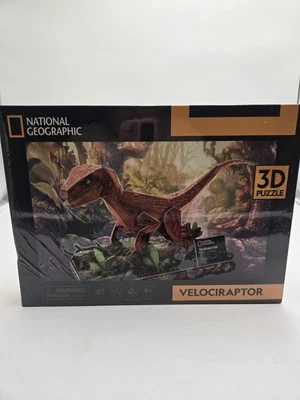 New! National Geographic Velociraptor  Dinosaur 3D Puzzle 63 Pieces Ages 8+ - Image 1 of 4
