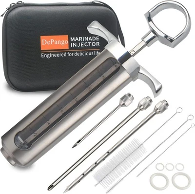 DePango Fleischspritze, Edelstahl 304 Marinaden-Spritze Kit mit 3 Fleisch Nadeln - Bild 1 von 4
