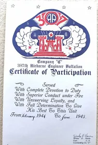 Company C Certificate of Participation 307th Airborne Award Lot of 2 Z912 - Picture 1 of 5