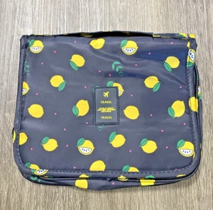Travel Bag Organizer Toiletry Make-Up Hanging Bag Lemons Print Multicolor - Picture 1 of 6