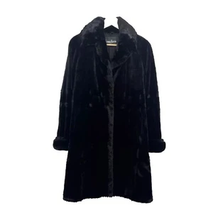 Neiman Marcus KESKA Women’s Black Fur Coat No size Fits Small - Missing Belt - Picture 1 of 14