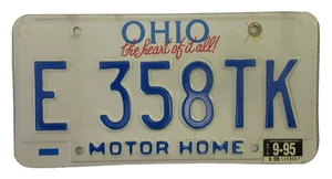 1994 OHIO "the heart of it all!" VINTAGE LICENSE PLATE E 358 TK -- MOTOR HOME - Picture 1 of 2