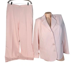 Alfred Dunner Womens Blush Pink Peach Pantsuit Blazer 14 & Pants 16P Short 31700 - Picture 1 of 13