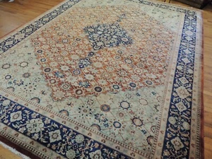 9x12 Tabrize Oriental rug wool hand-knotted Rust Navy Green Pers. Design - Picture 1 of 13