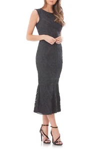 JS COLLECTIONS Gunmetal Grey Soutache Lace Ribbon Bodycon Cocktail Dress 2 = XS - Picture 1 of 4