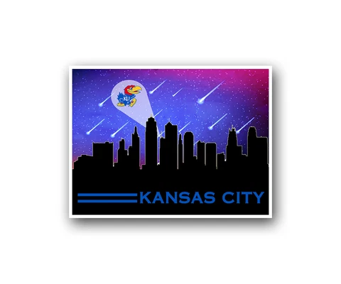 Kansas Jayhawks Poster City Skyline Art Print Man Cave Decor 12x16" Cover