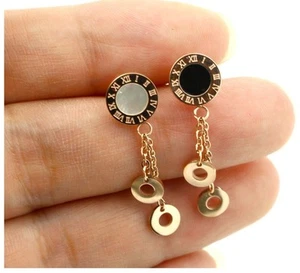 Anillos colgantes de oro rosa de 18 quilates de titanio de acero inoxidable concha regalo PE9 - Imagen 1 de 10