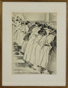 NICANOR VAZQUEZ UBACH. PERSONNAGES. DESSIN AU FUSAIN SUR PAPIER. 1923. - Picture 1 of 1