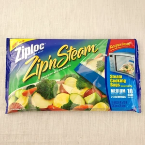 Ziploc Zip N Sacchetti Cucina Microonde Vapore Ricette Confezione da 10 8" x 10" Fuori Produzione - Foto 1 di 9