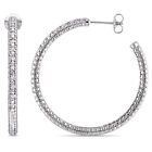 Amour Sterling Silver 1/4CT TW Round Diamond Hoop Earrings