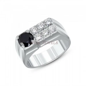 Natural Ónice Negro Piedra Con 925 Anillo Plata de Ley para Hombres #1193 - Imagen 1 de 4
