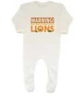 Warning Lions Baby Grow Sleepsuit Zoo Forest Jungle Wildlife Safari Leo Boy Girl