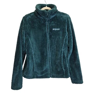 Columbia Sherpa Fleece Womens Jacket Medium Green Outdoors Activewear Casual - Picture 1 of 7