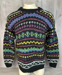 Vintage Wool Sweater Made In Nepal 100% Thick Wool Hand Knit Multicolored Men M - Picture 1 of 21
