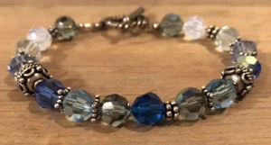 Hand made Swarovski Crystal & sterling silver bracelet shades of blue - Picture 1 of 6