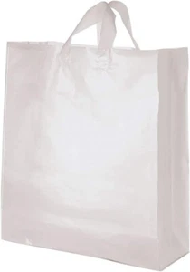 200 Clear Frosty Shopper 16" x 6" x 19" Frosted Store Merchandise Handles Jumbo - Picture 1 of 2